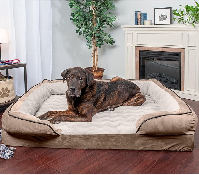 Furhaven Orthopedic Dog Bed for Large Dogs w/ Removable Bolsters & Washable Cover 125 lbs
