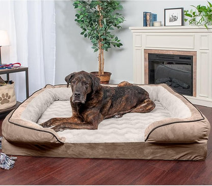 Furhaven Orthopedic Dog Bed for Large Dogs w/ Removable Bolsters & Washable Cover 125 lbs