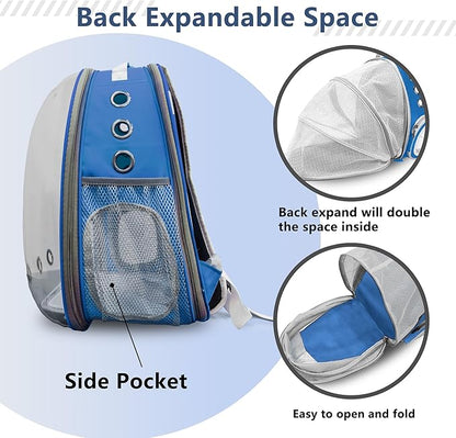 TOYSINTHEBOX Cat Backpack Carrier, Expandable Pet Bubble Backpack for Cat Small Dog Pet Travel Carrier Breathable Carrying Bag for Hiking, Travelling, Walking, Camping & Outdoor Up to 13 Lbs Blue