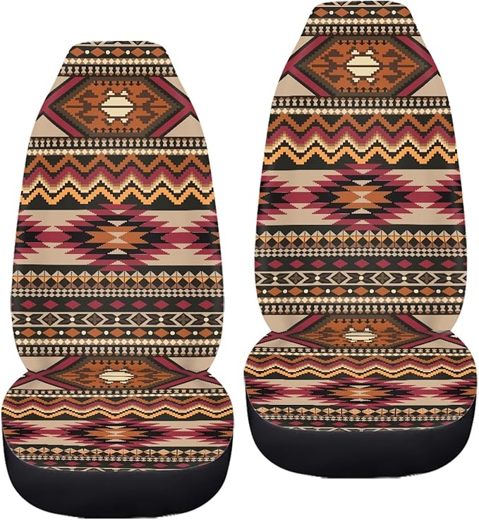 Native Aztec Print Auto Car Seat Covers Front Seats Protector for Men 2