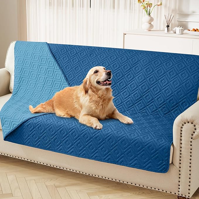 hyha Waterproof Dog Blanket, Soft Dog Bed Cover Pet Blankets, Waterproof Sofa Couch Cover for Dogs Washable, Reversible Pet Couch Covers for Sofa Furniture (52x82 Inch, Navy Blue/Blue)