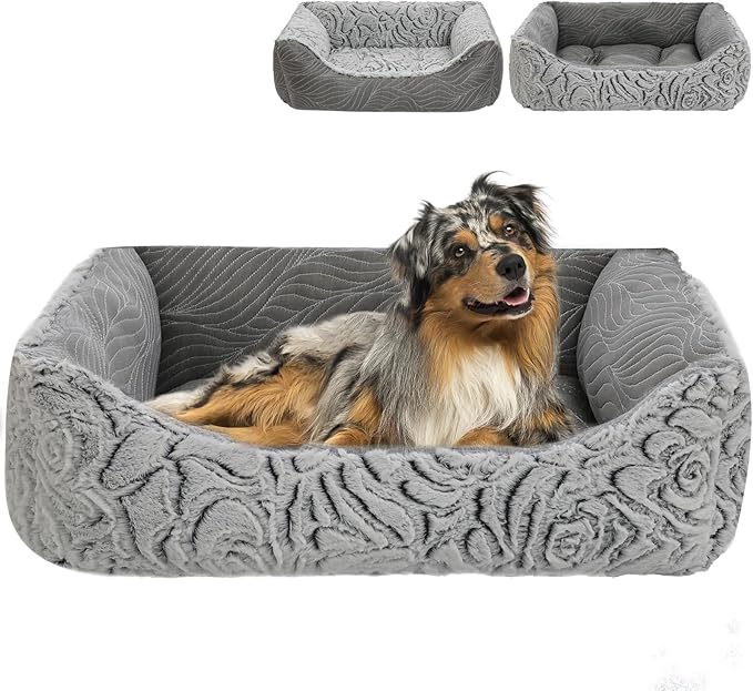 2 in 1 Dog Bed Washable Pet Cooling Beds for Large Medium Small Dogs Cats Orthopedic Reversible Washable Sofa Rectangle Durable Puppy Cuddler Soft Calming Sleeping Bed