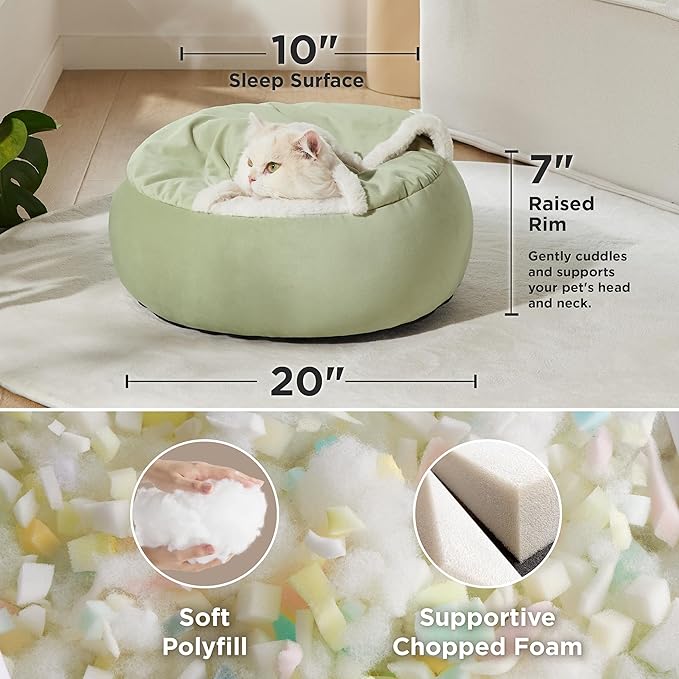 Lesure Cat Bed with Cover Cave 20"