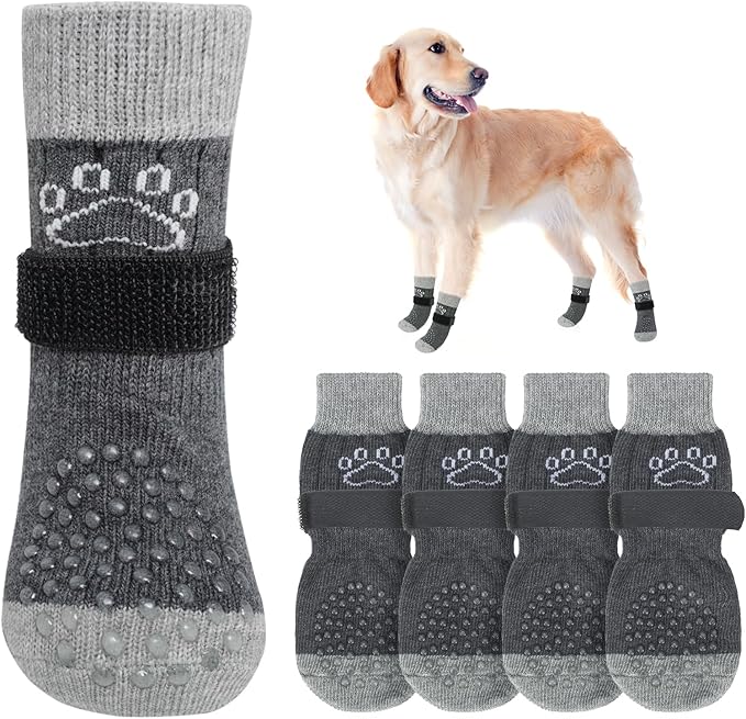 SCENEREAL Dog Socks to Prevent Licking Paws for Hardwood Floors Anti Slip