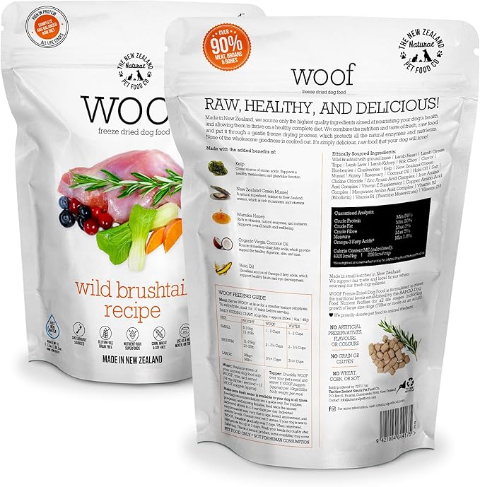 Woof Wild Brushtail Freeze Dried Raw Dog Food, Mixer, or Topper, or Treat - High Protein, Natural, Limited Ingredient Recipe - 9.9 oz