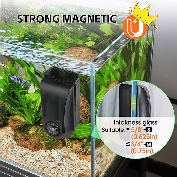 hygger Aquarium Glass Cleaner, Magnetic Fish Tank Cleaner Brush with 2 Aquarium Alg-ae Scrapers Floating Strong Magnetic (M)