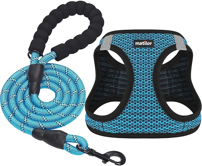 Dog Harness Step-in Breathable Puppy Cat Dog Vest Harnesses for Small Medium Dogs Blue