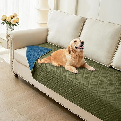 hyha Waterproof Dog Blanket, Soft Dog Bed Cover Pet Blankets, Waterproof Sofa Couch Cover for Dogs Washable, Reversible Pet Couch Covers for Sofa Furniture (30x70 Inch, Green/Navy Blue)