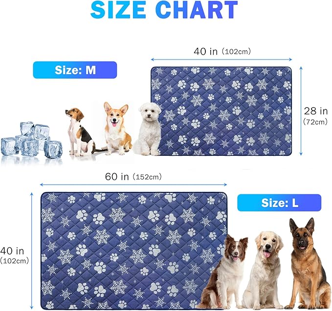 SCENEREAL Dog Cooling Mat for Large Dogs, Washable Dog Cooling Blanket for Summer Hot Day,Pet Throw Blanket Soft Durable to Keep Cool, Sofa Couch Car Seat Cover for S,M,L,XL Breeds, Blue 40"x28"