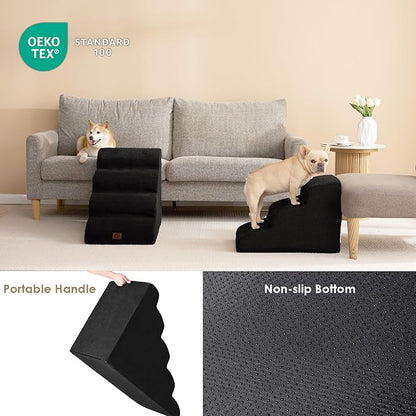 EHEYCIGA Curved Dog Stairs for High Beds 19.7" H 4-Step Dog