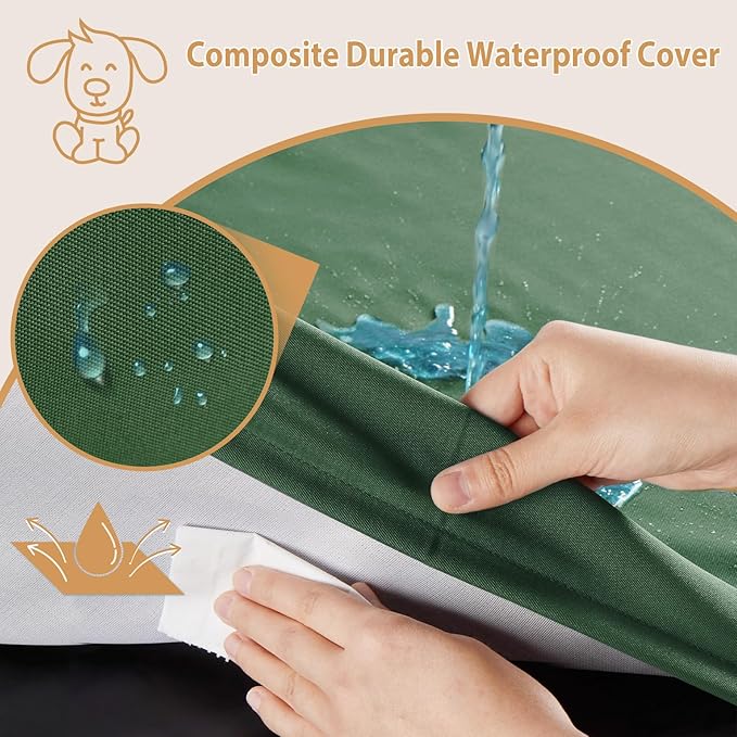 BFPETHOME Outdoor Dog Beds for Large Dogs (36 x 27in, Green)