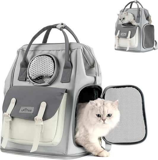 Cat Carrier Backpack Dog Backpack Carrier for Small Dogs, Breathable Pet Carrier Backpack with Harness Lightweight and Portable for Travel Hiking and Outdoor, Gray