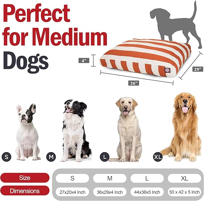 Majestic Pet Rectangle Medium Dog Bed Washable – Non Slip Comfy Pet Bed – Dog Crate Bed with Removable Washable Cover – Dog Kennel Bed for Sleeping 36x29x4 Inch