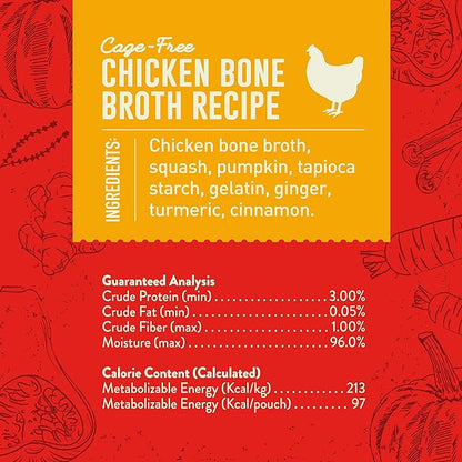 Stella & Chewy's Bountiful Bone Broth Cage-Free Chicken Recipe Meal Topper for Dogs, 16 oz. Resealable Pouch (Pack of 6)