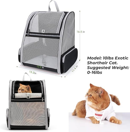 Lollimeow Cat Backpack Carrier, Ideal for Small Animals & Puppies, Outdoor Adventures, Vet Transport. Fully Ventilated Design for Ultimate Comfort On-The-Go