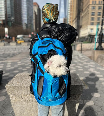 Dog Carrier Backpack Pet Carrier Backpacks for Small Medium Dogs Cats Travel&Hiking Carrier Bag with Safety Leash Ventilations Space Double-Layer Structure (New Sky Blue)