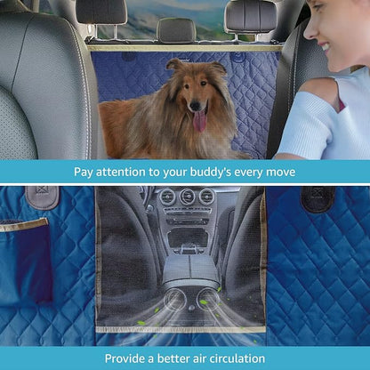 Lassie Dog Car Seat Covers for Back Seat Waterproof with Mesh Visual Window Durable Scratchproof Nonslip Dog Car Hammock with Universal Size Fits for Cars
