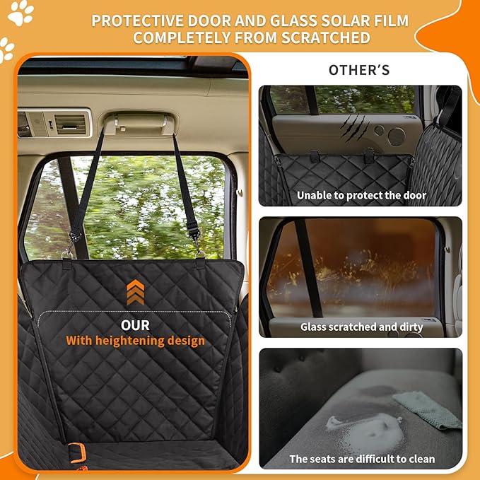Large Dog Car Seat Cover for Back Seat 100% Waterproof 600D 6-Layer