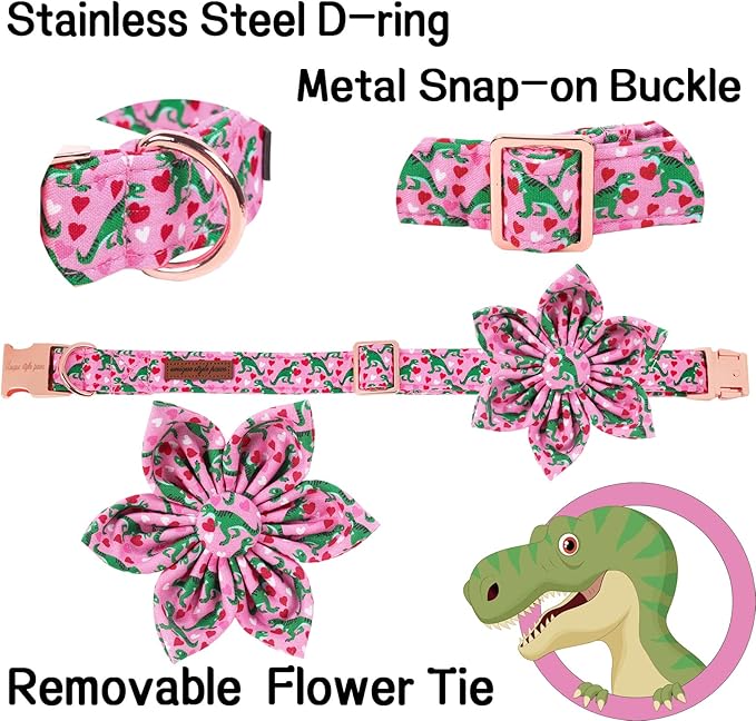 Unique style paws Dog Collar with Flower Tie
