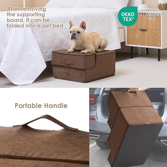 EHEYCIGA Dog Stairs for Small Dogs 13.5" H 3-Step Dog