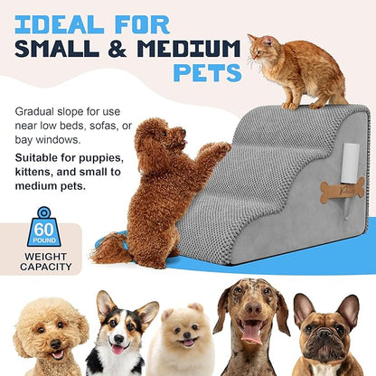 PAWZY Foam Pet Stairs for Bed 3-Tier Dog
