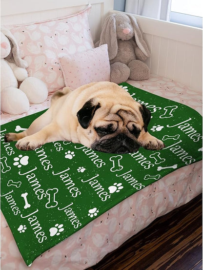 Personalized Dog Blankets Dog Paw Print Blanket Puppy Blanket 40"x30" for