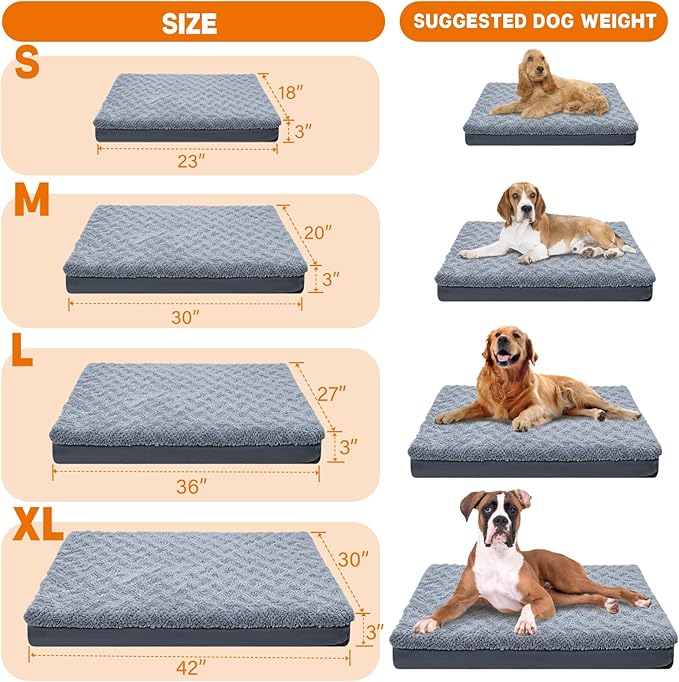 Supet Washable Orthopedic Dog Bed for Medium Large Dogs