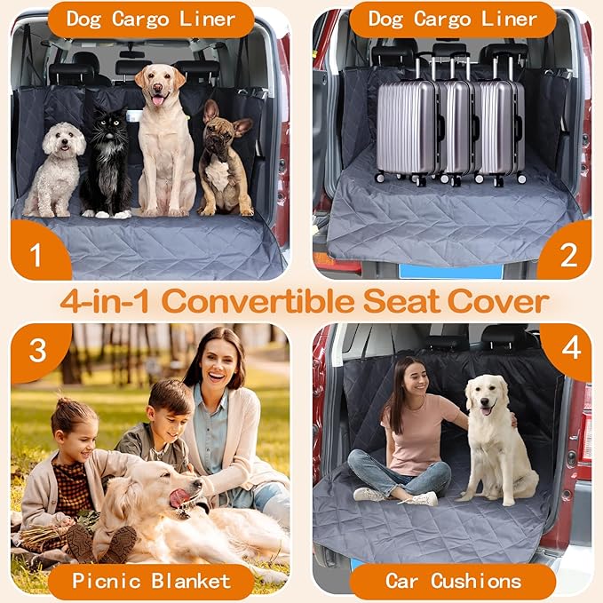 Aunginsy SUV Cargo Liner for Dogs Fit Toyot@a FJ Cruiser 2007-2024 Car Seat Cover Trunk Mat Travel Nonslip Pet Cargo Boot Liner with Bumper Flap Protector Waterproof Floor Mat for Dog Cats Accessories