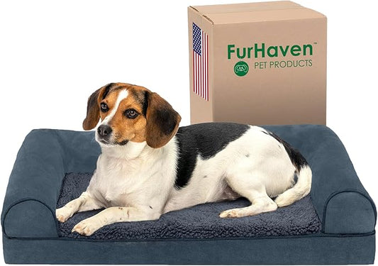 Furhaven Orthopedic Dog Bed for Medium/Small Dogs w/ Removable Bolsters & Washable Cover 35 lbs
