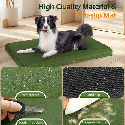 Waterproof Dog Bed Cover, Replacement Dogs Beds Covers with 3-Sided Continuous and Smooth Zipper, Washable Removable Pet Bed Mattress Protector Cover, 44x32x3 inch - XL, Cover Only