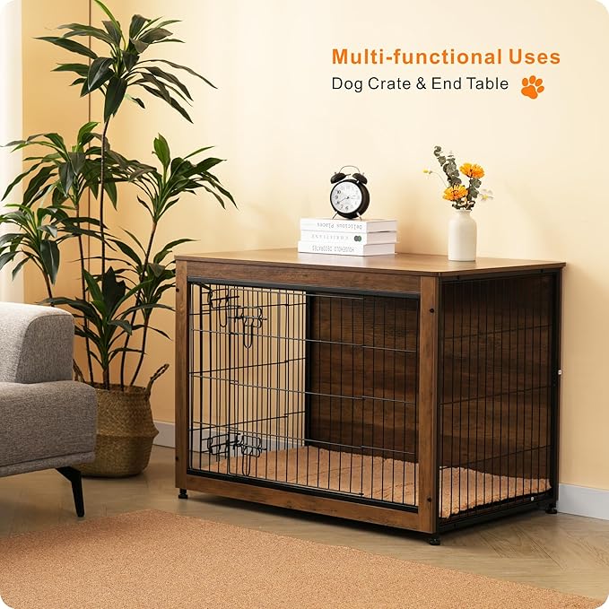 DWANTON Dog Crate Furniture with Cushion 38.5" L,