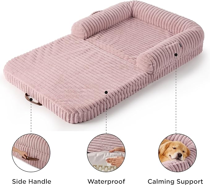Bedsure Foldable Human Dog Bed for People Adult 2 in 1 Corduroy