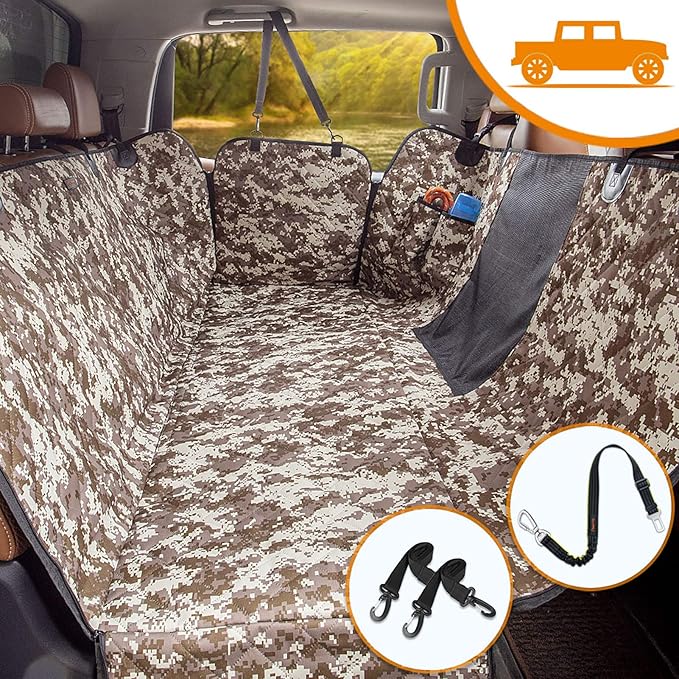 iBuddy Dog Seat Cover for Trucks with Mesh Window 100% Waterproof Pet Seat Cover Durable Dog Truck Hammock Machine Washable X-Large Seat Covers Against Dirt and Dog Fur for Car and Large SUV