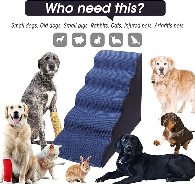 Foam 5 Tier Dog Steps&Stairs for High Beds 25 inches High