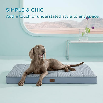 Bedsure Cooling Gel Foam Dog Bed for Large Dogs Cover(44"x32", Blue)