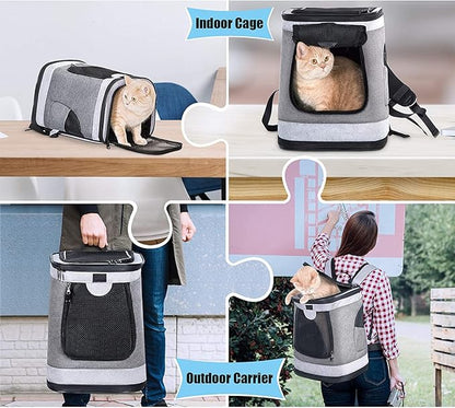 Comfortable Dog & Cat Carrier Backpack, with Safety Features and Cushion Back Support, for Travel Hiking Walking