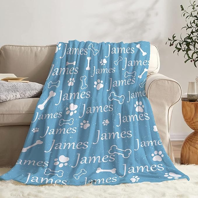Personalized Dog Blankets Dog Paw Print Blanket Puppy Blanket 120"x90" for