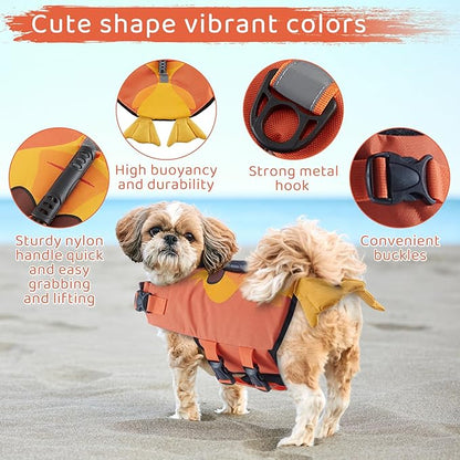 Gyuzh Dog Life Jacket for Swimming,Dog Life Vest for Swimming Boating,Dog Flotation Vest Hign Buoyancy,Shark Dog Swim Safety Vest,Dog Life Jacket with Rescue Handle for Small Medium Large Dogs