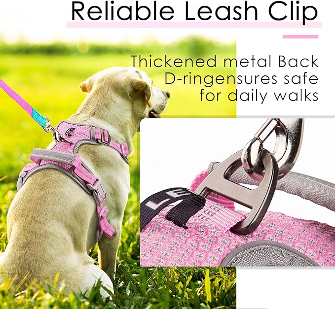 ThinkPet No Pull Harness Breathable Sport Harness with Handle-Dog Harnesses Reflective Adjustable for Medium Large Dogs,Back/Front Clip for Easy Control