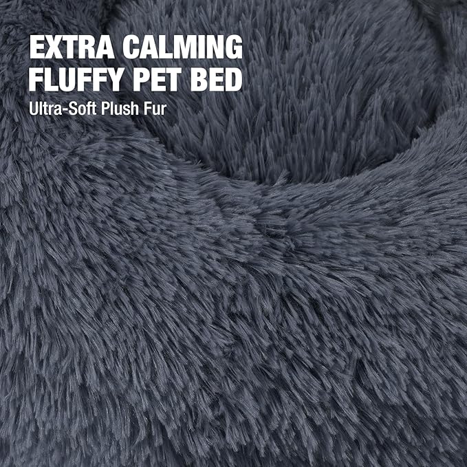 Veehoo Calming Dog Bed for Large Medium Dogs 45 lbs 30", Dark