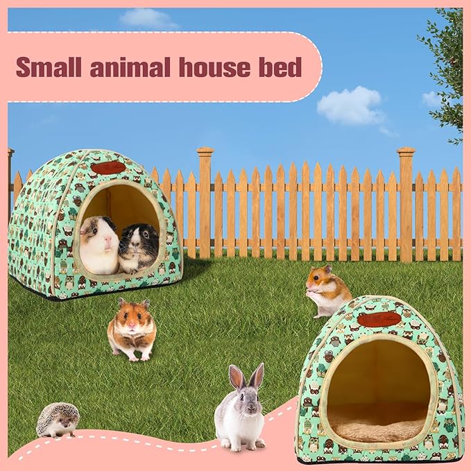 Cozy Guinea Pig Hideout Bed Soft Fleece Material Removable Cushion Washable and Dryer Friendly Perfect Cage Accessories for Rabbits Hamsters Hedgehogs