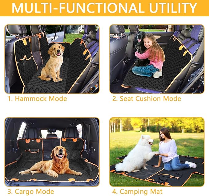 Waterproof Dog Car Seat Cover for Back Seat: Suitable for Small and Large Dogs