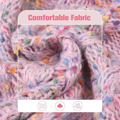 BEAUTYZOO Cable Knit Small Dog Sweater, Color Block with Fuzzy Thread Knitted Turtleneck Dog Knitwear with Dots in a Variety of Colors for Small Medium Dogs Fall Winter Dog Clothes, S Pink