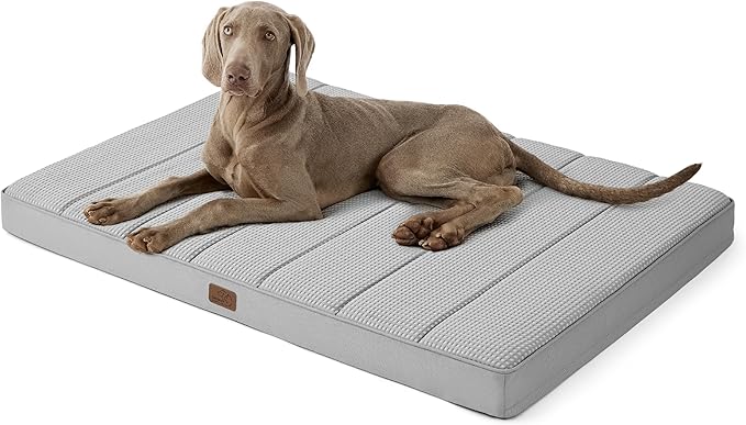 Bedsure Cooling Gel Foam Dog Bed for Large Dogs Cover(44"x32", Grey)
