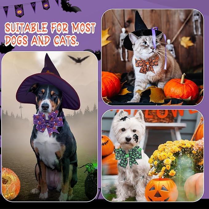 Talltalk 100 Pcs Halloween Dog Bow Ties Bulk