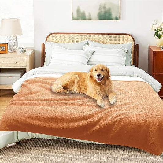 Waterproof Blanket, Throw Blanket for Bed Intimacy Squirt Pleasure, Large Dog Pet Blankets Couch Sofa Protector, Blanket for Adults Dogs Cats, Water Resistant Pee Stain Proof, Peach, 52" x 82"