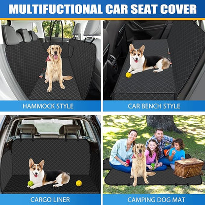 Dog Car Seat Cover for Back Seat Dog Seat Cover with Storage Pocket Dog Hammock Protects Against Dirt Dog Seat Covers for Cars Scratch Prevention Fits for SUVs and Trucks 54"x 58"