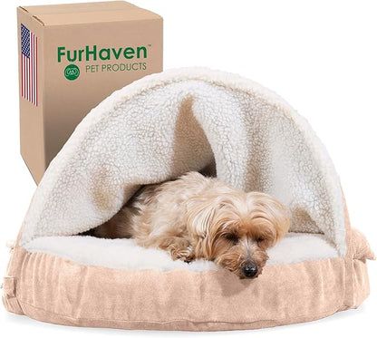 Furhaven 26" Round Memory Foam Dog Bed for Medium/Small Dogs w/ Removable Washable Cover 30 lbs 26-inch
