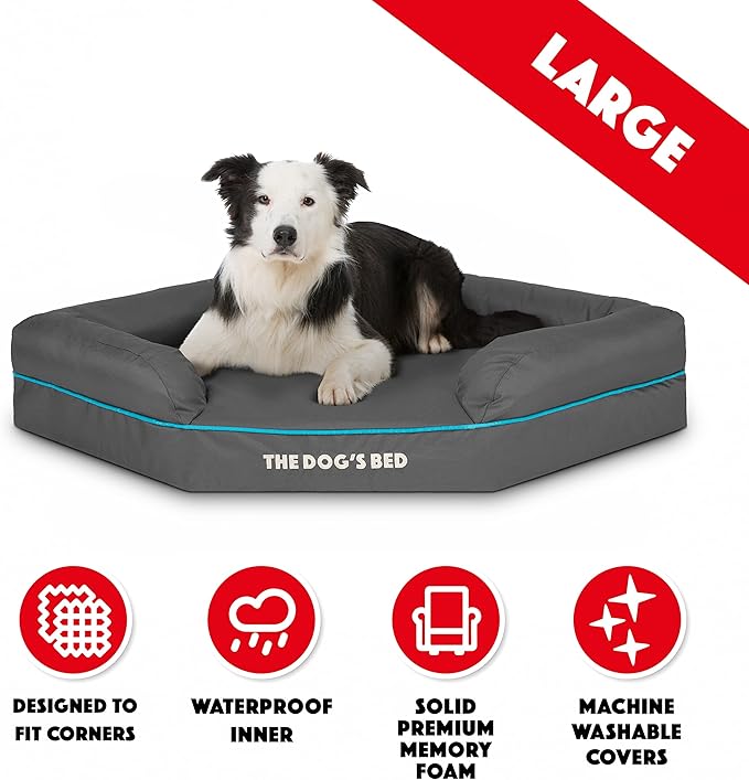 The Dog’s Bed Orthopedic Memory Foam Waterproof Corner Dog Bed