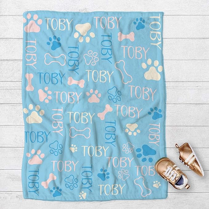 Personalized Dog Blankets Dog Paw Print Blanket Puppy Blanket 40"x30" for